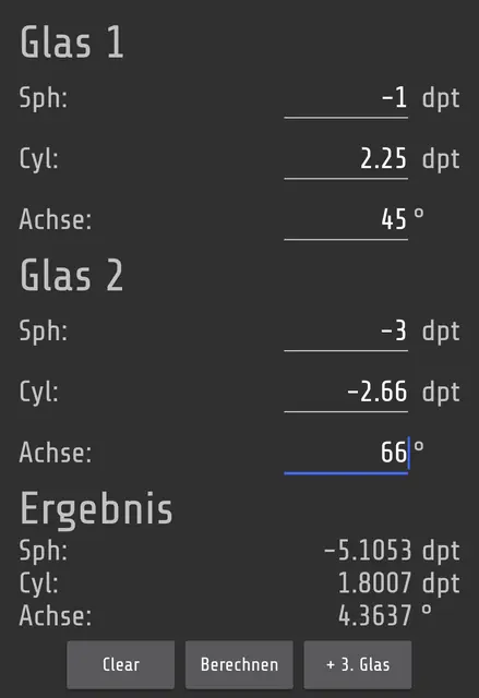 Screenshot 2 von Aalener Optik-Formelrechner
