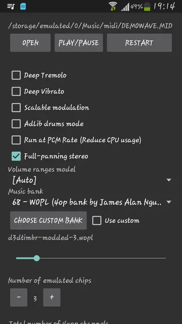 Screenshot 1 of ADLMIDI Player