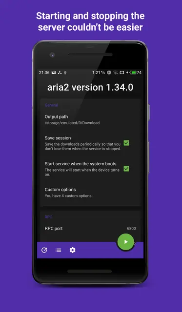Screenshot 1 von Aria2Android