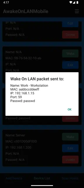 Screenshot 3 of AwakeOnLANMobile