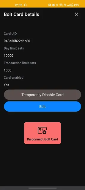 Screenshot 1 of Bolt Card Wallet