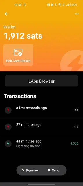 Screenshot 2 of Bolt Card Wallet
