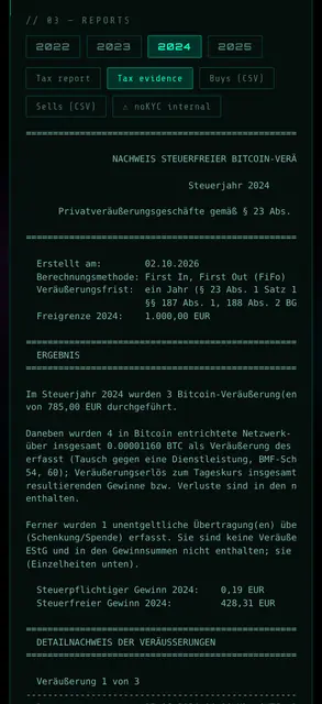 Screenshot 2 von BTC Steuertool