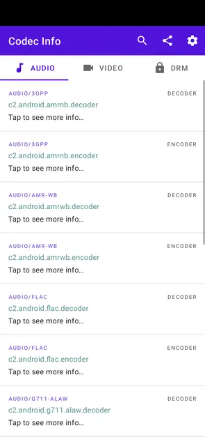 Screenshot 1 of Codec Info