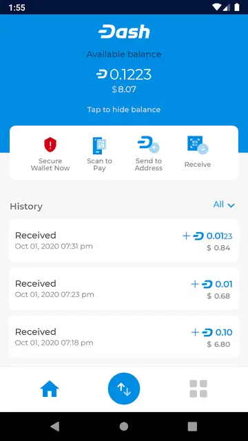 Screenshot 1 of DashPay Wallet