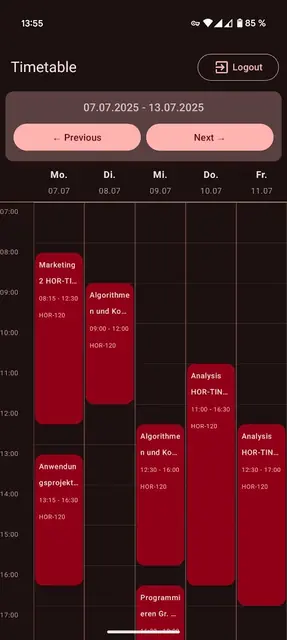 Screenshot 2 von DHBW Horb Studenten App