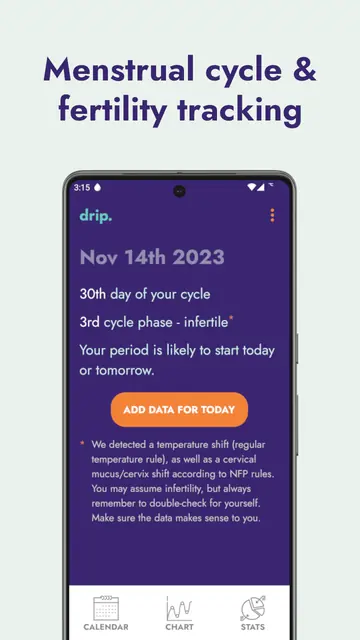 Screenshot 1 von drip period & cycle tracker
