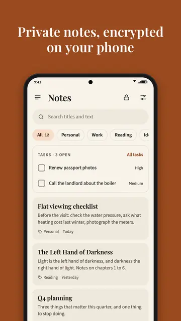 Screenshot 1 von Encly: Encrypted Offline Notes