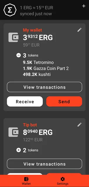 Screenshot 1 of Ergo Wallet