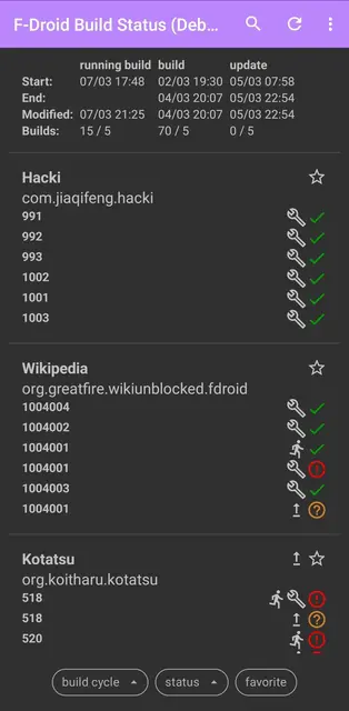 Screenshot 1 von F-Droid Build Status