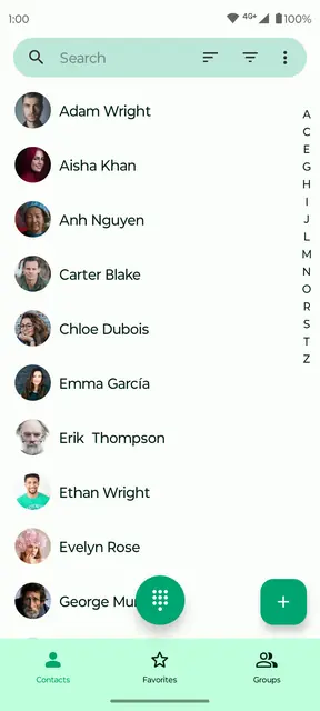 Screenshot 1 von Fossify Contacts