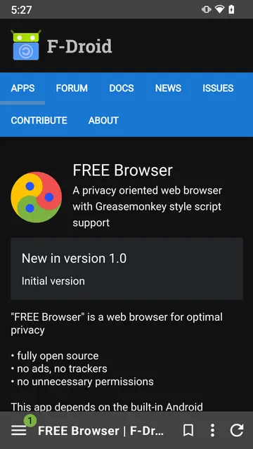 Screenshot 1 of FREE Browser