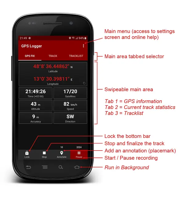 Screenshot 1 von GPS Logger