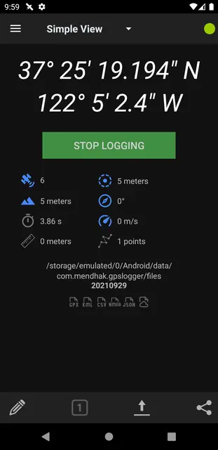Screenshot 1 von GPSLogger