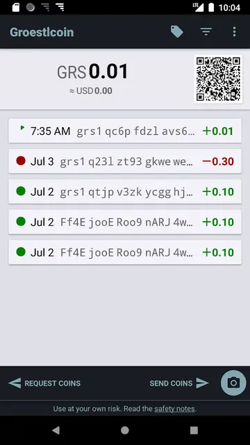 Screenshot 1 of Groestlcoin Wallet