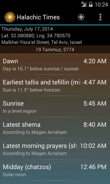 Screenshot 1 von Halachic Prayer Times
