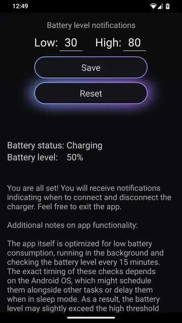 Screenshot 2 of Healthy Battery Charging