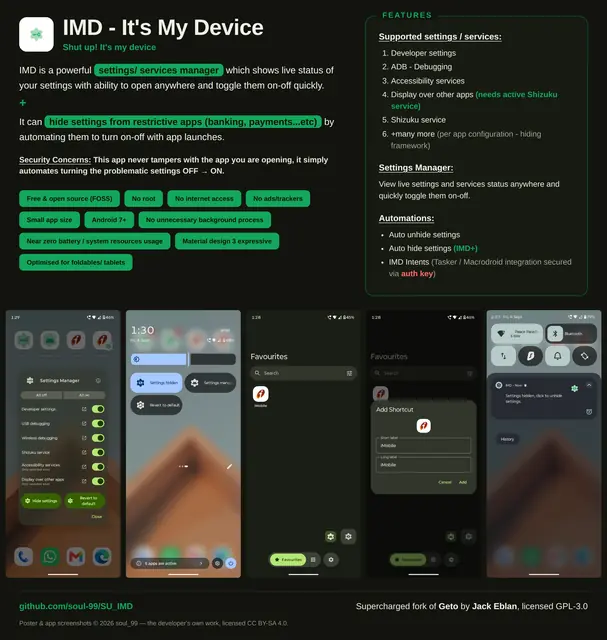 Screenshot 1 of IMD - It's My Device (supercharged fork of Geto)