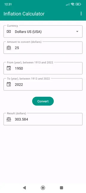 Screenshot 1 of Inflation Calculator