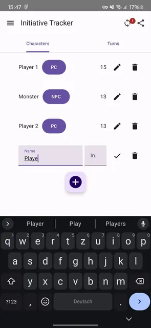 Screenshot 1 von Initiative Tracker