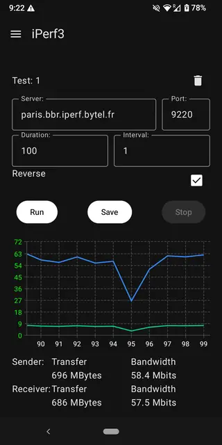 Screenshot 1 of IPerf3Client