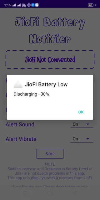 Screenshot 2 von JioFi Battery Notifier
