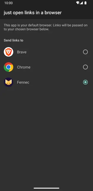 Screenshot 2 of just open links in a browser