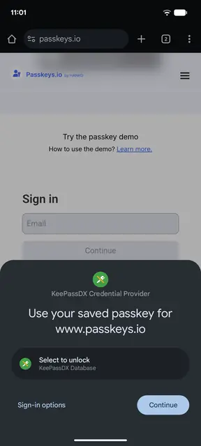 Screenshot 1 of KeePassDX Passkey Vault