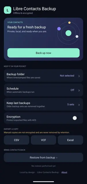 Screenshot 1 von Libre Contacts Backup