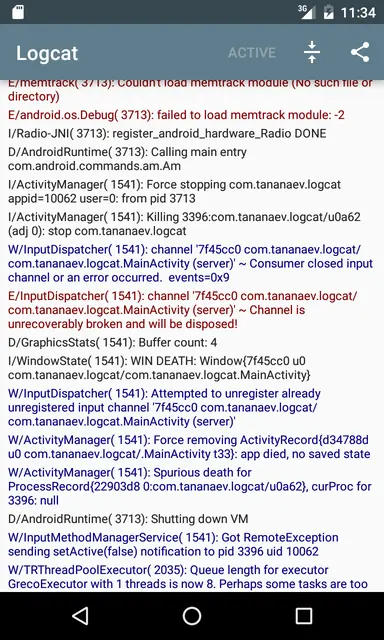 Screenshot 1 of Logcat