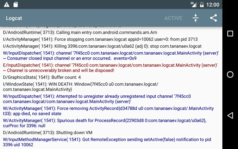 Screenshot 3 of Logcat