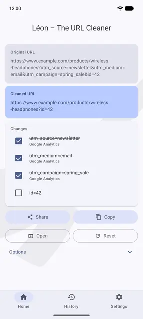 Screenshot 1 of Léon – The URL Cleaner