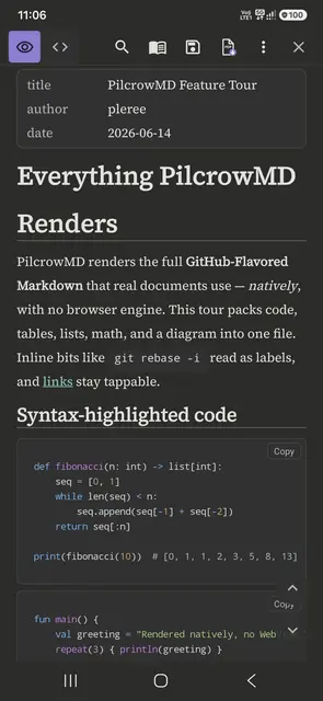 Screenshot 2 von Markdown Reader — PilcrowMD