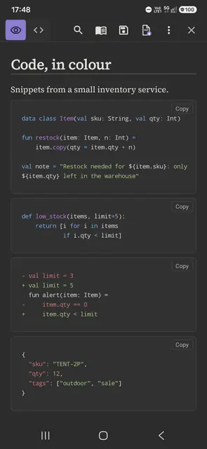 Screenshot 3 von Markdown Reader — PilcrowMD