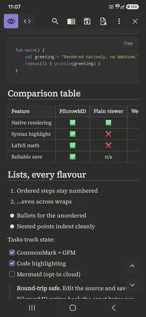 Screenshot 4 von Markdown Reader — PilcrowMD