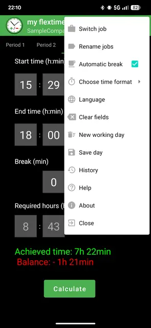 Screenshot 2 von meine Gleitzeit - my flextime