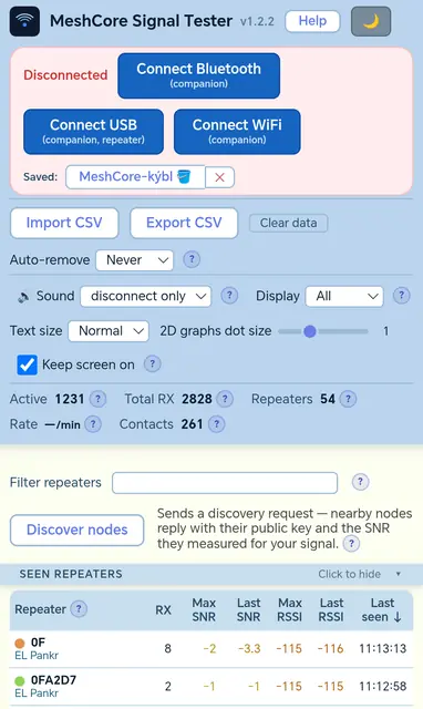 Screenshot 1 of MeshCore Signal Tester