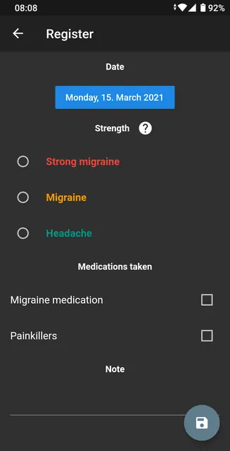 Screenshot 3 von Migraine Log