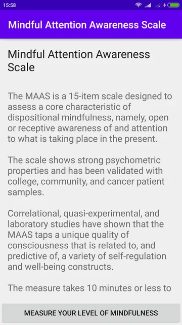 Screenshot 1 von Mindful Attention Awareness Scale
