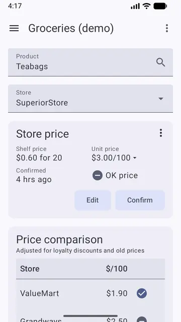 Screenshot 1 of My Price Log