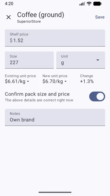 Screenshot 2 of My Price Log