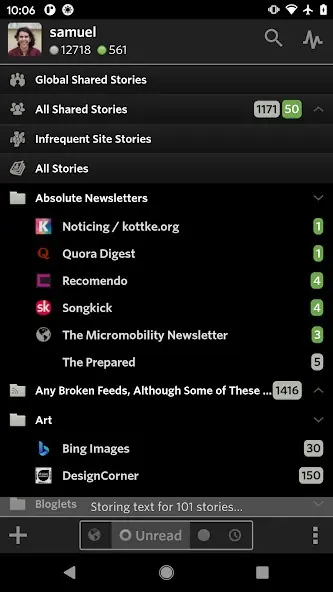 Screenshot 1 of NewsBlur - News reader