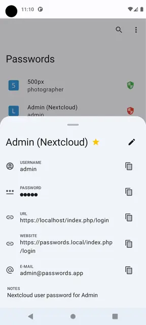 Screenshot 3 of Nextcloud Passwords