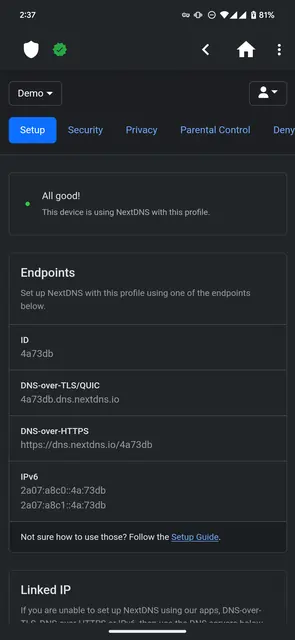 Screenshot 1 von NextDNS Manager