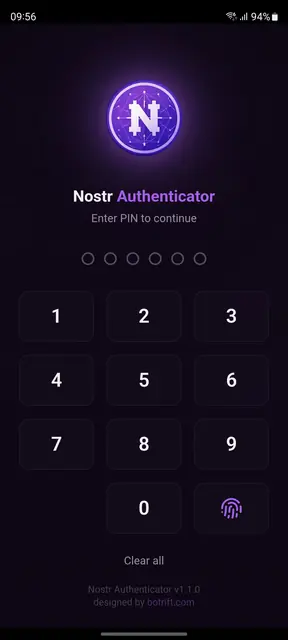 Screenshot 1 of Nostr Authenticator
