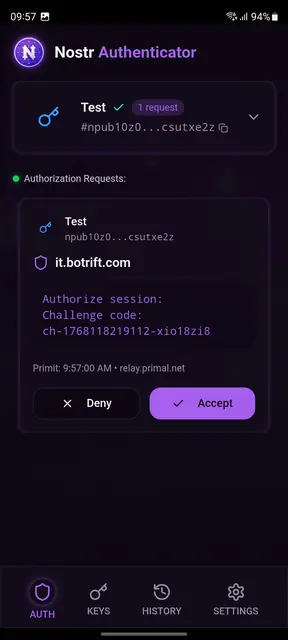 Screenshot 2 of Nostr Authenticator