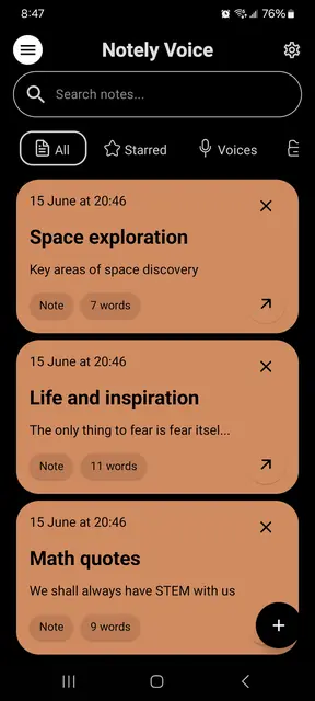 Screenshot 1 von Notely Voice: AI Voice to Text