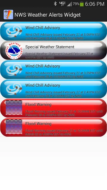 Screenshot 2 of NWS Weather Alerts Widget