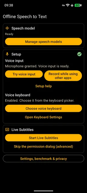 Screenshot 1 von Offline Speech to Text (OSTT)