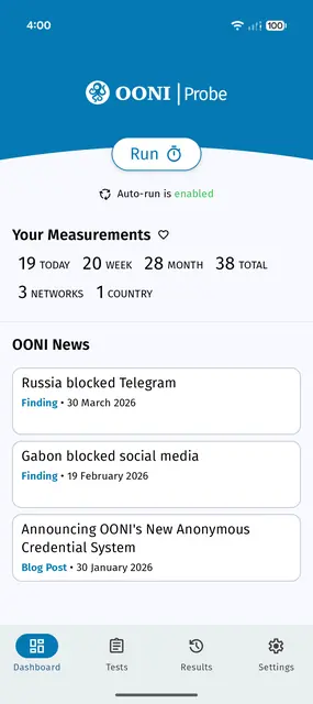 Screenshot 1 of OONI Probe